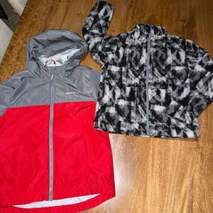 Eddie Bauer 3-In-1 Jacket Boy’s Small 7-8 Windbreaker Full Zip Fleece Red Gray